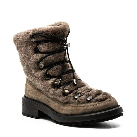 Aquatalia Shoes Aquatalia Lorena Suedeshearling Boots Taupe